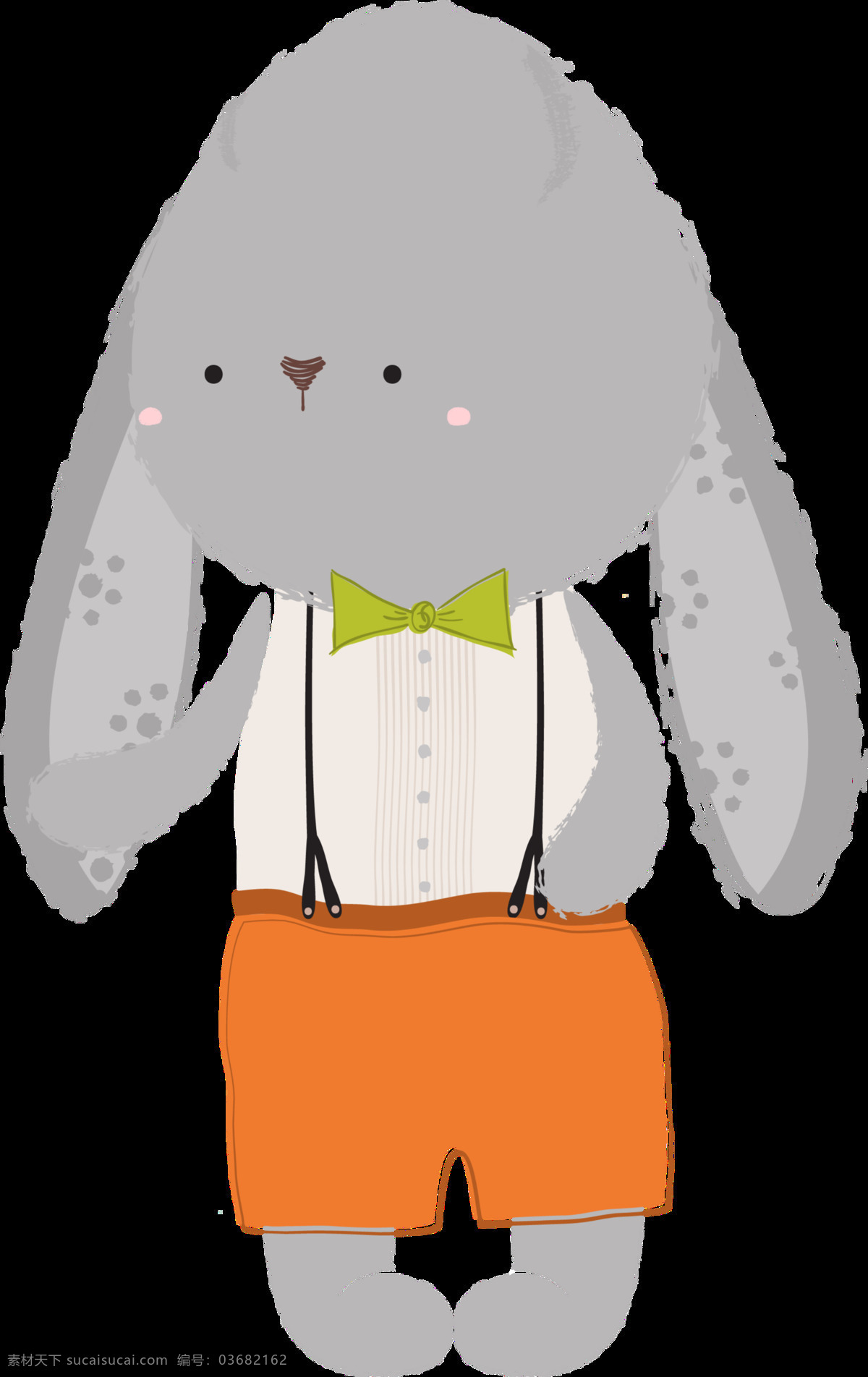 背带裤 灰色 兔子 透明 卡通 抠图专用 装饰 设计素材