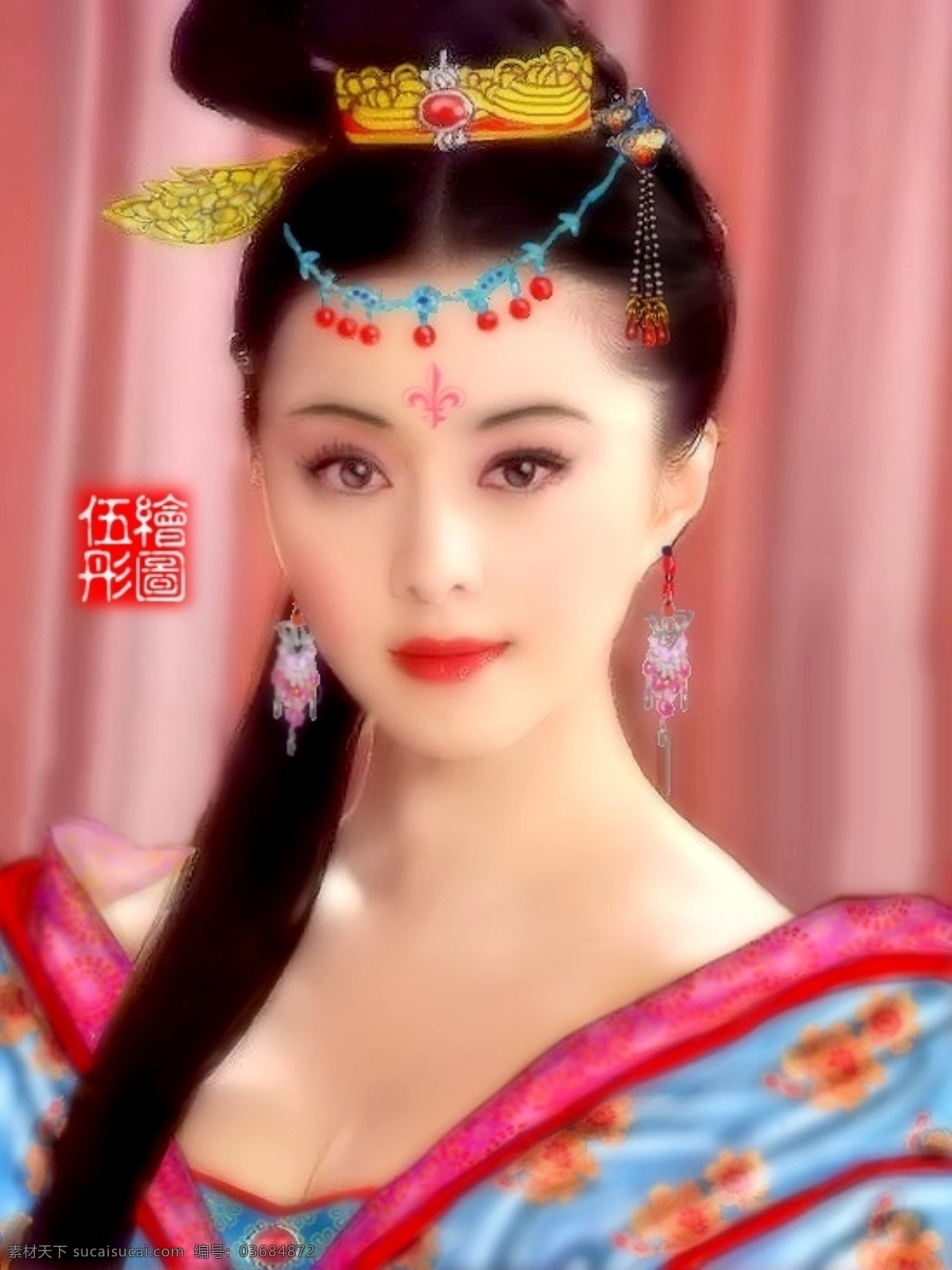 手绘美女贵妃 文化艺术 绘画书法 绘画 设计图库 bmp