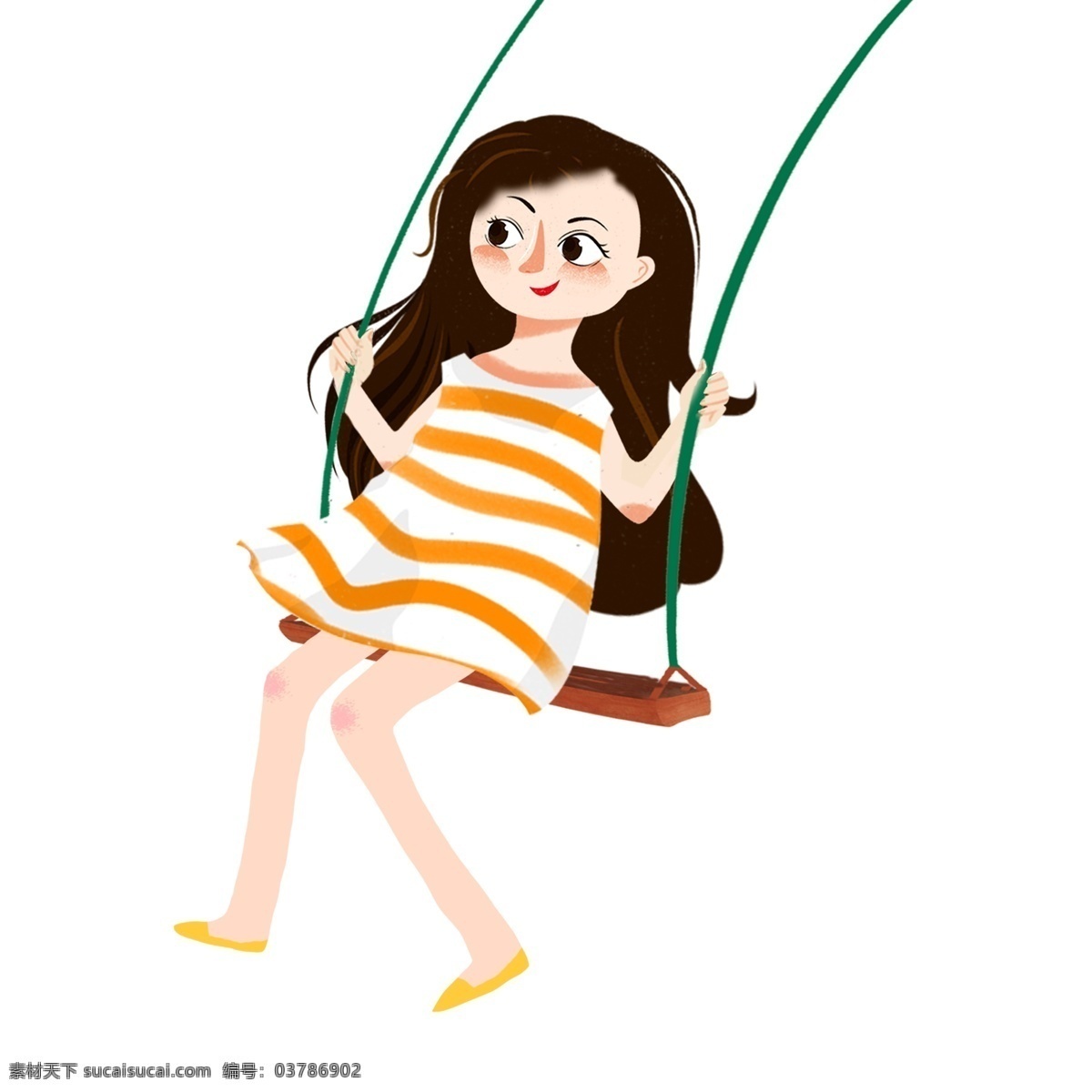 荡秋千 女孩 人物 元素 手绘人物 水彩人物 时尚女人 卡通女人 少女