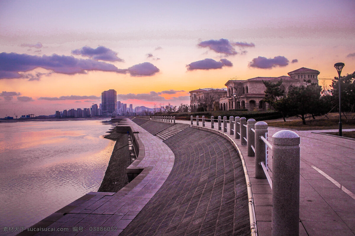 黄昏降临 青岛 黄岛开发区 唐岛湾 夜幕 黄昏 傍晚 海滨小道 自然风景 自然景观