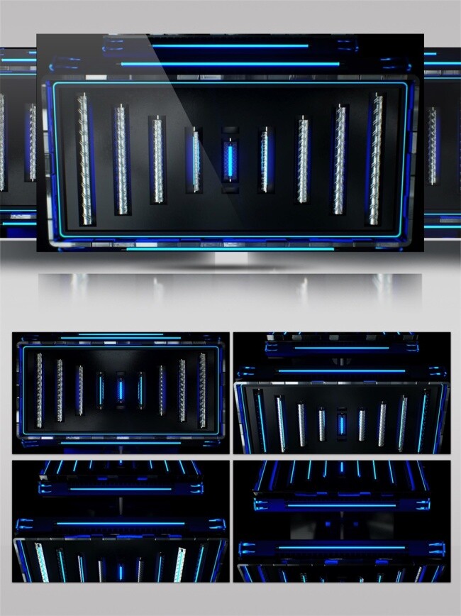蓝色 激光 隧道 动态 视频 星际 光束 高清视频素材 3d视频素材 电脑屏幕保护