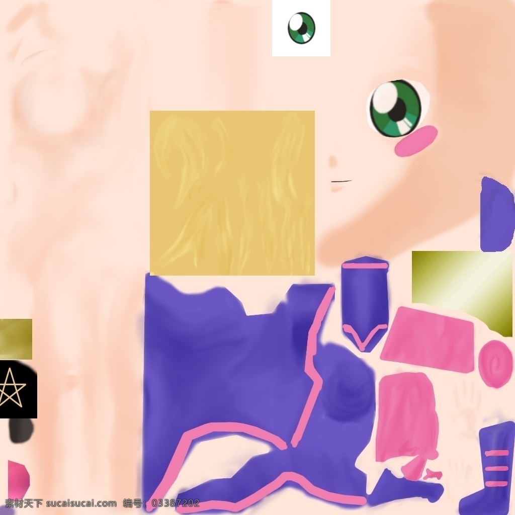 紫色 小 巫女 模型 女孩 游戏 小巫女 3d模型素材 游戏cg模型