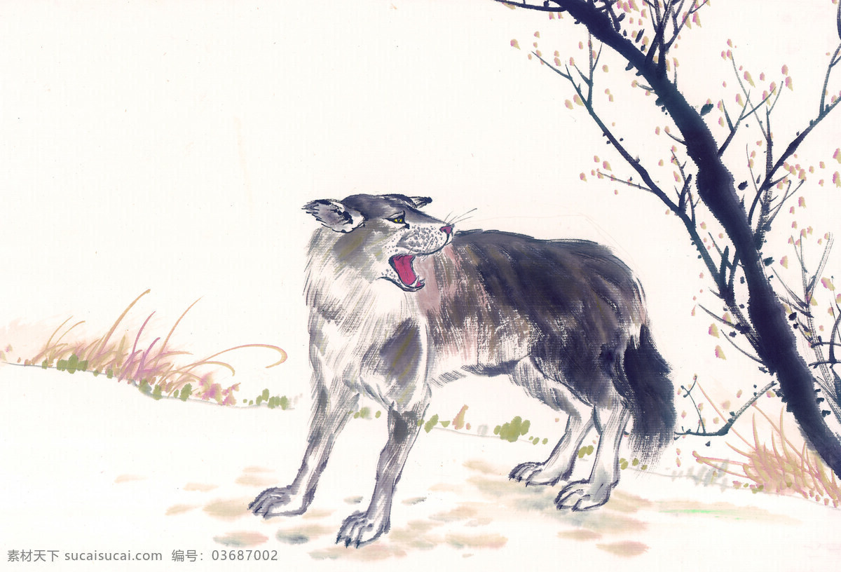 国画 狼 水墨画 中国画 中国艺术 绘画艺术 装饰画 中堂画 书画 文化艺术 书画文字