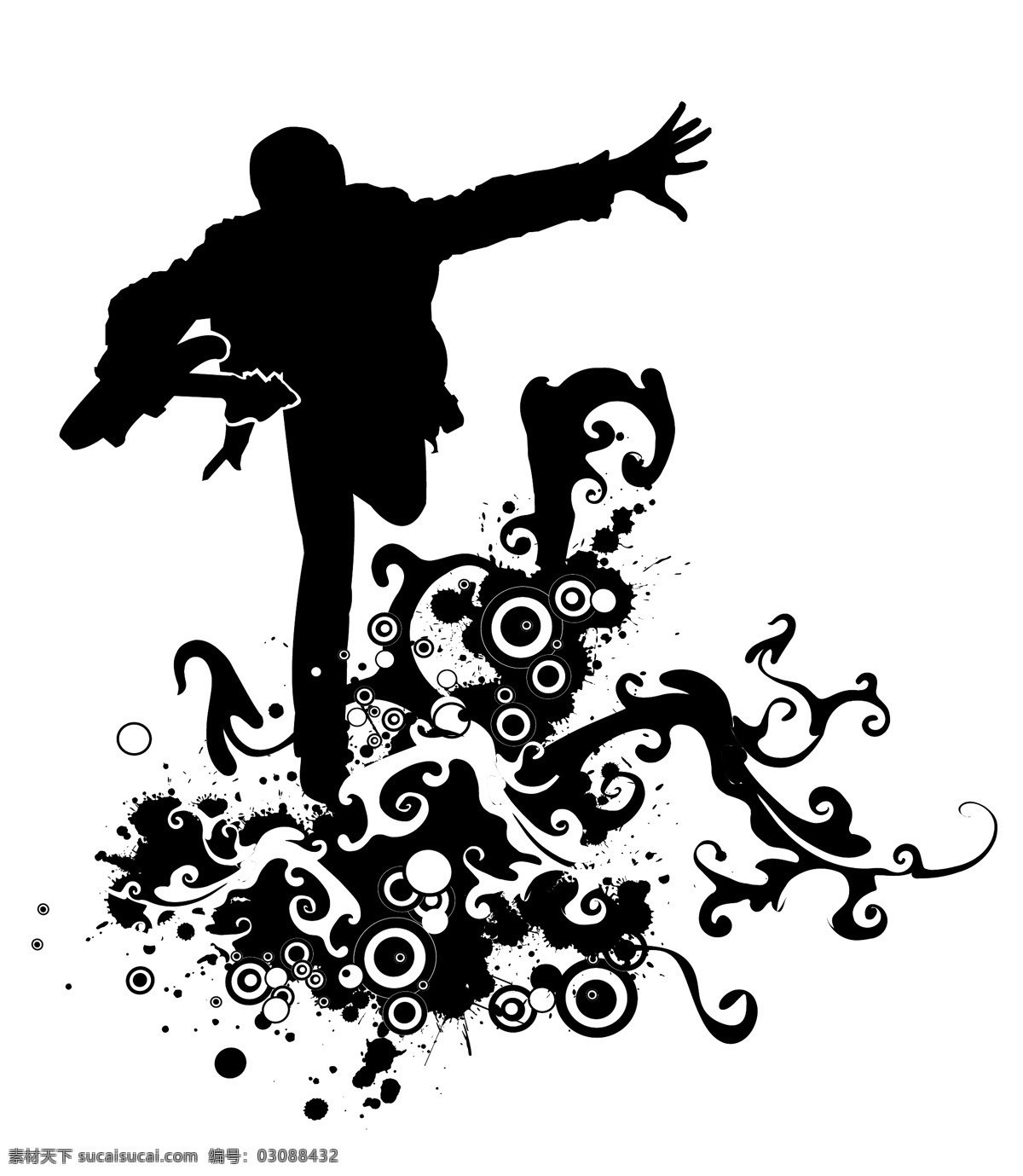 酷 炫 音乐 人物 矢量图 海潮花纹 音乐舞动人物 其他矢量图