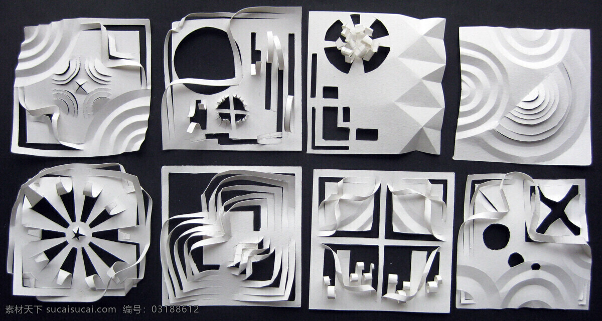 立体构成 二维空间 纸质构成 多刀多切 几何图形镂空 折纸艺术 三大构成素材 手工美术素材 美术绘画 文化艺术