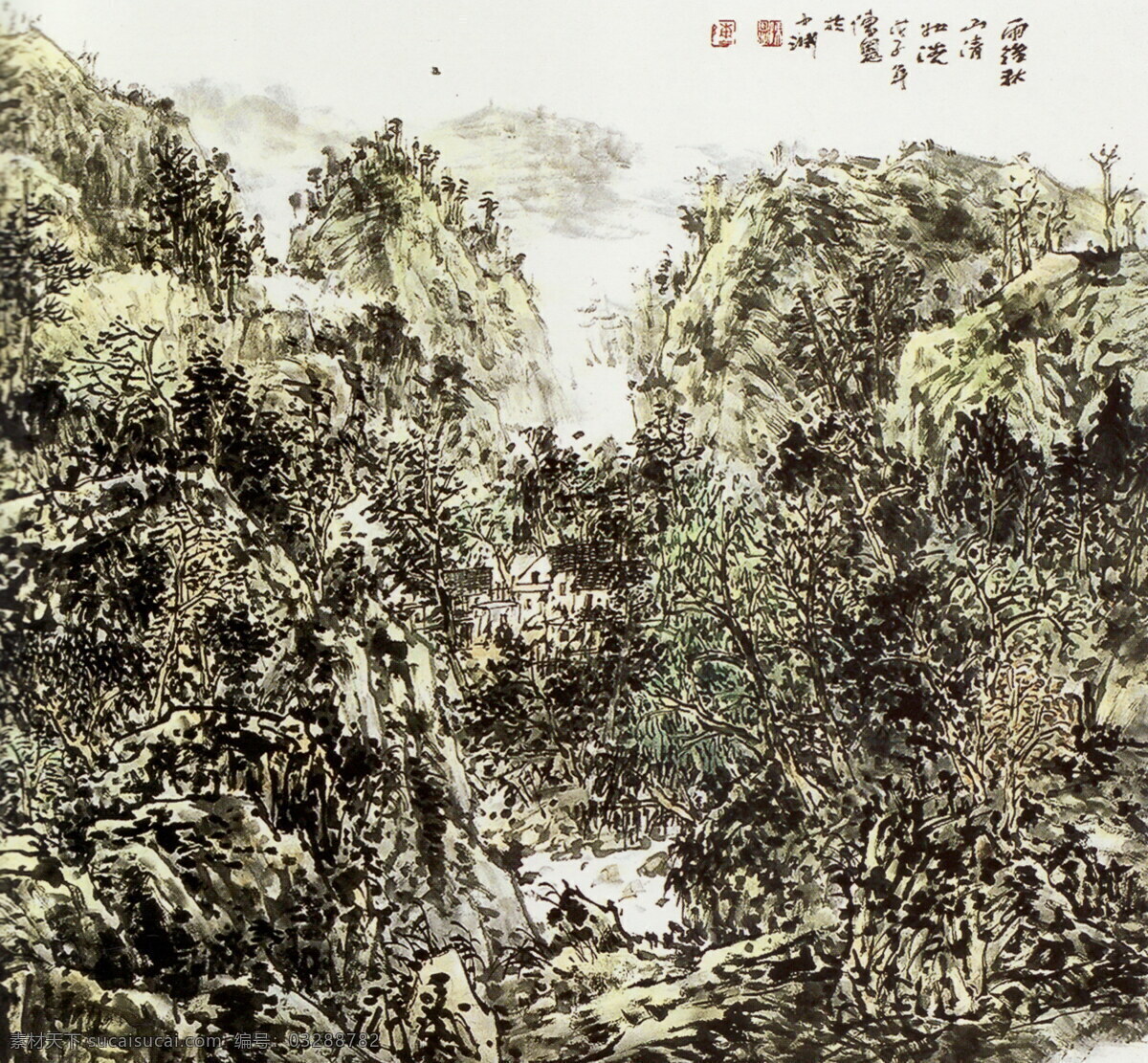 树木 山峰 风景画 名画 中国画 水墨画 国画 装饰画 中堂画 壁画 绘画艺术 书画文字 文化艺术