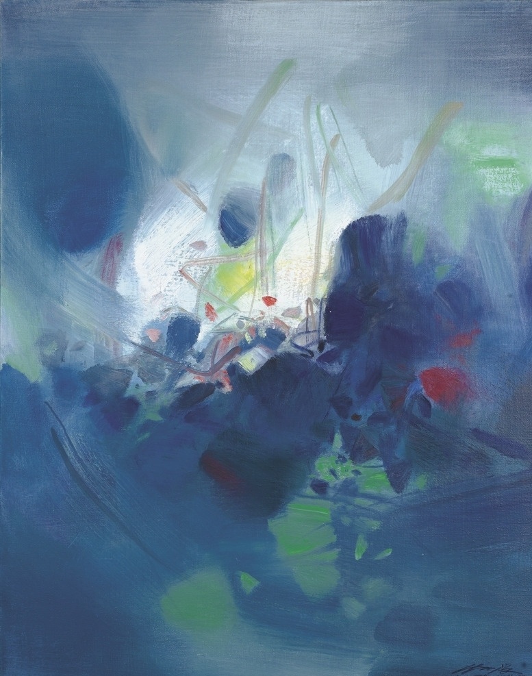 抽象画 朱德群作品 中国油画家 蓝色调 想象 20世纪油画 油画 文化艺术 绘画书法