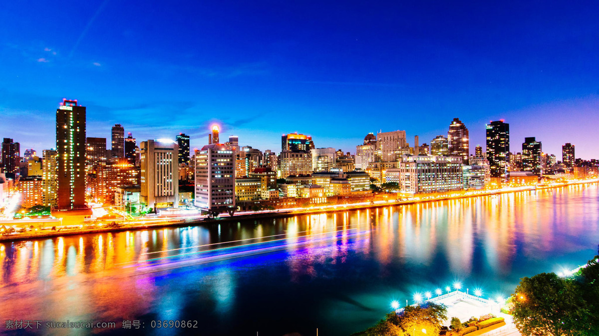 哈德逊河 美国 纽约 风景 壁纸 夜景 自然景观 建筑景观