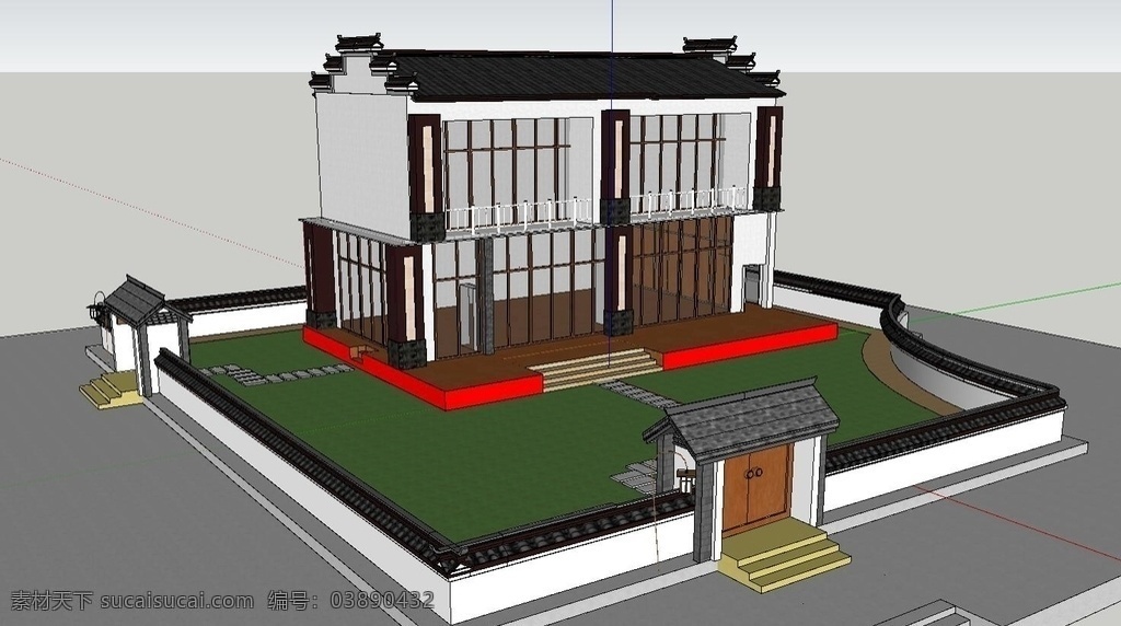 徽派建筑模型 su 建筑 徽派建筑 模型 自建房 环境设计 建筑设计 skp