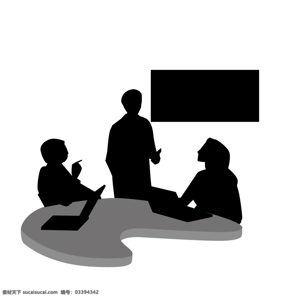 商用 高清 手绘 小型会议 商务 剪影 可商用 会议 人物剪影 屏幕