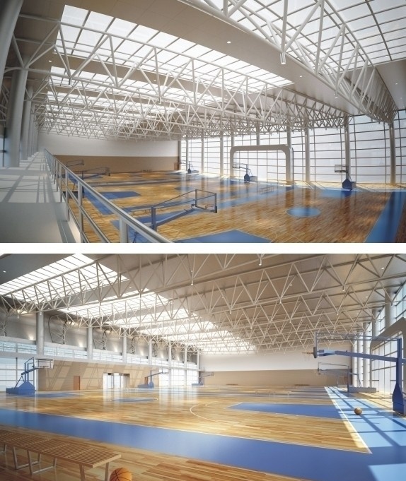 篮球馆 3d模型 场景 篮球场 效果图 椅子 桌子 管子 室内模型 3d设计模型 源文件 max