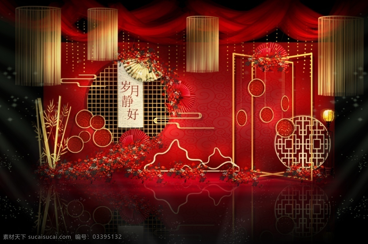中式 中国 风 红 金 主题 婚礼 金色 红色中式 新 铁艺 造型 红色 大气