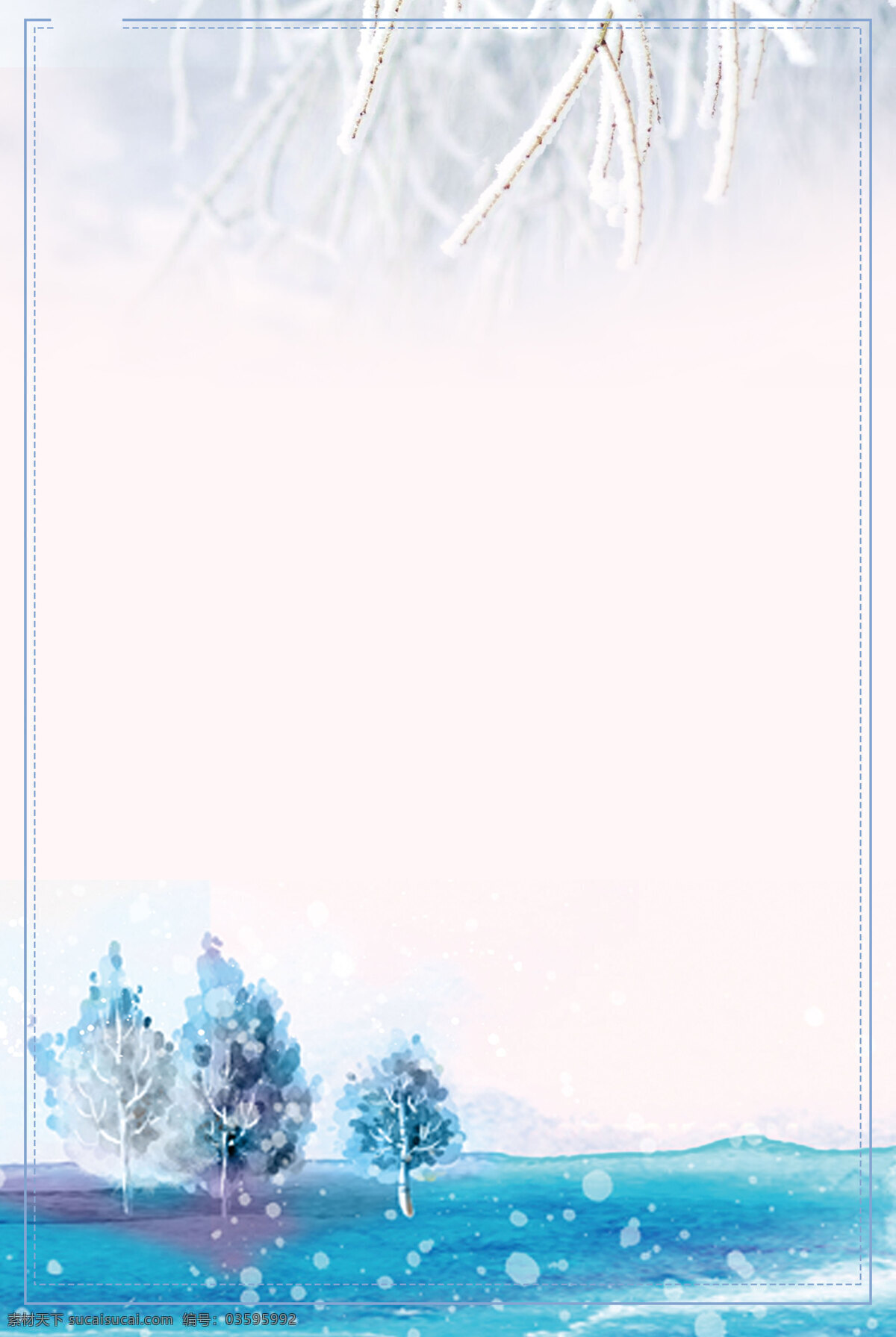 浪漫 雪花 森林 背景 唯美 冬季 油画 海报 广告