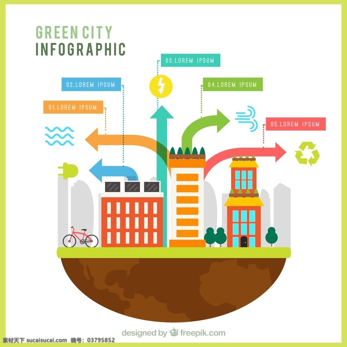 扁平化 城市 信息 图表 信息图表 箭 建筑 自然 地球 自行车 平面 箭头 蔬菜 图形 生态 能源 有机 流程 数据