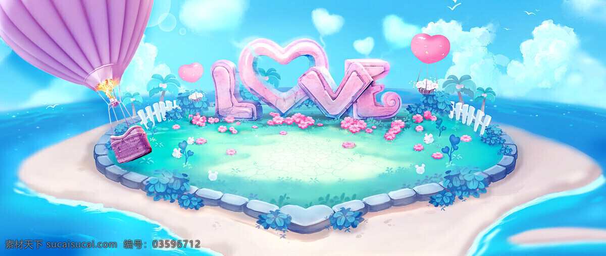 浪漫 love 彩色 气球 背景 banner 粉色