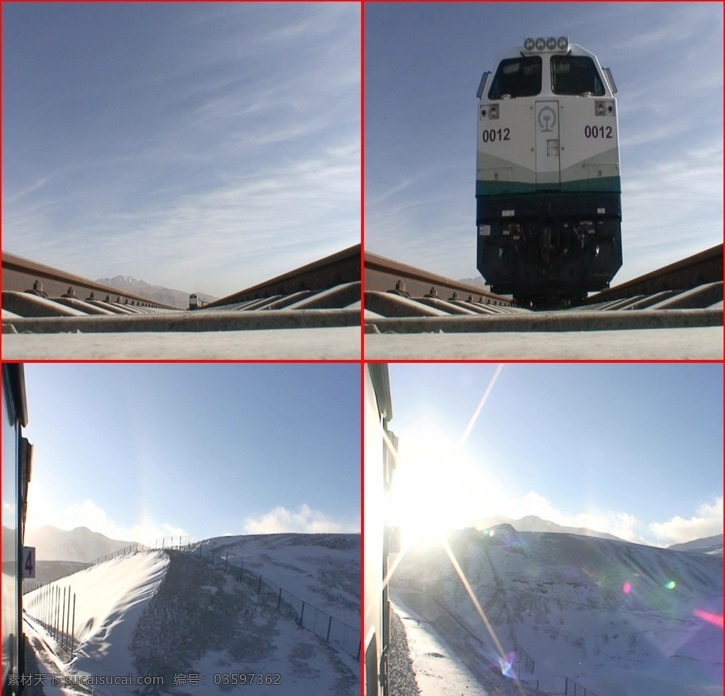 青藏铁路 奔驰的火车 mov 动态 火车头 铁轨 枕木 雪山 蓝天 白云 太阳 光芒 五彩光晕 山峰 白雪 栅栏 铁丝网 电线杆 非线性编辑 多媒体设计 源文件