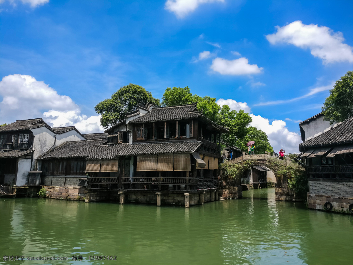 乌镇江南水乡 乌镇 水镇 水乡 古镇 江南 天空 蓝天 美景 旅游摄影 国内旅游