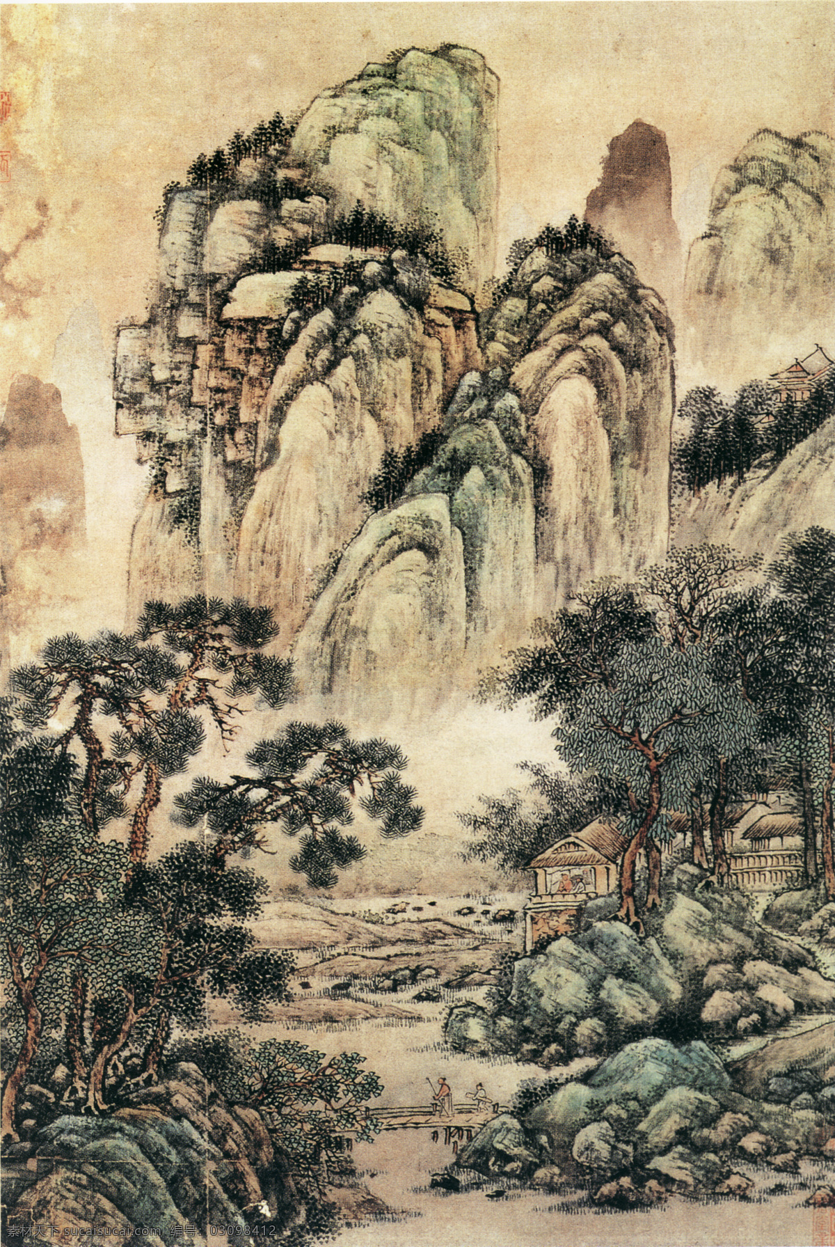 山水 名画 书画 溪亭 访友 图 古画 山水画 书画真迹 中国水墨画 溪亭访友图 名家邵弥 文化艺术