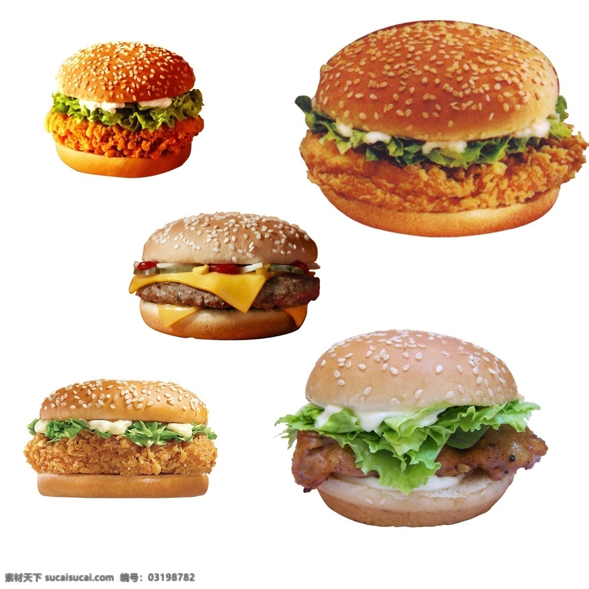 汉堡 汉堡包 鸡腿堡 巨无霸 牛肉堡 美味 美食 肯德基 麦当劳 德克士 快餐 分层 源文件