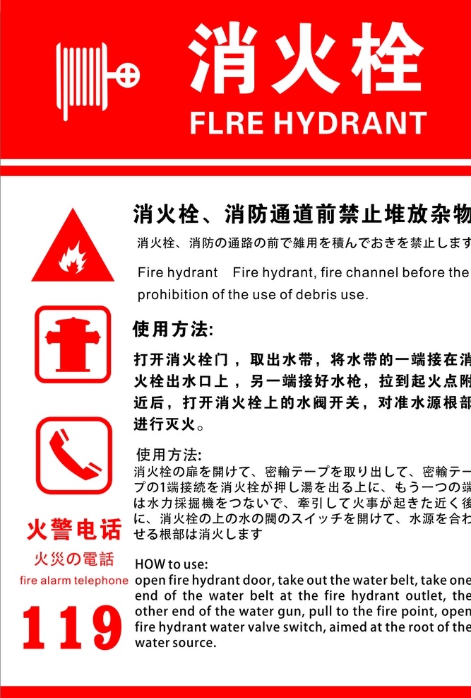 消防栓 灭火器 使用方法 消防 火警 展板 器材使用 标志图标 其他图标