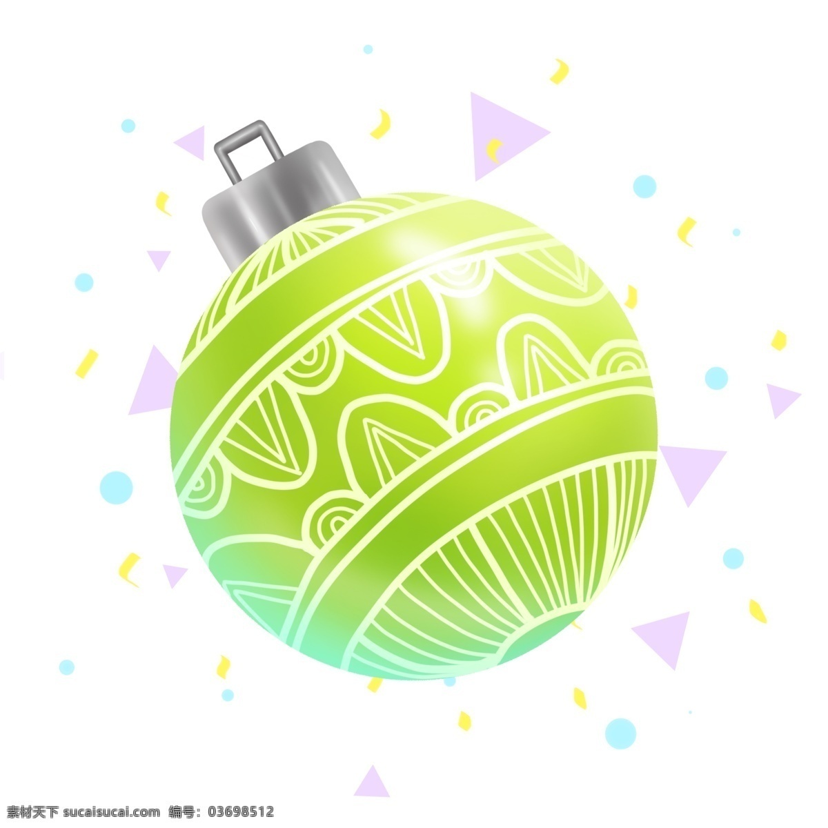 商用 手 账 圣诞节 圣诞树 绿装 饰 球 节日 装饰 元素 绿色 花纹 金属 装饰球 手账 节日元素 漂浮物