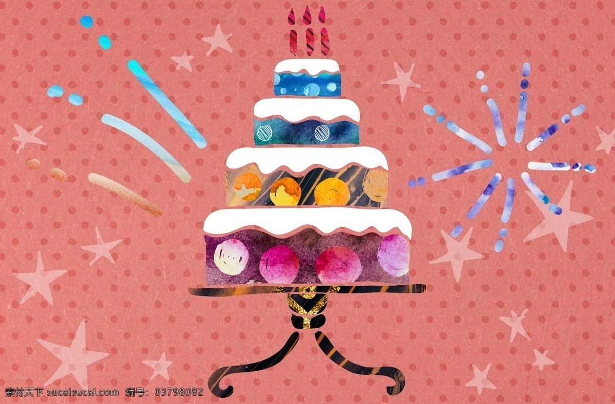 色彩缤纷 鲜艳 蛋糕 装饰画 模板 缤纷 卡通 美食 色彩