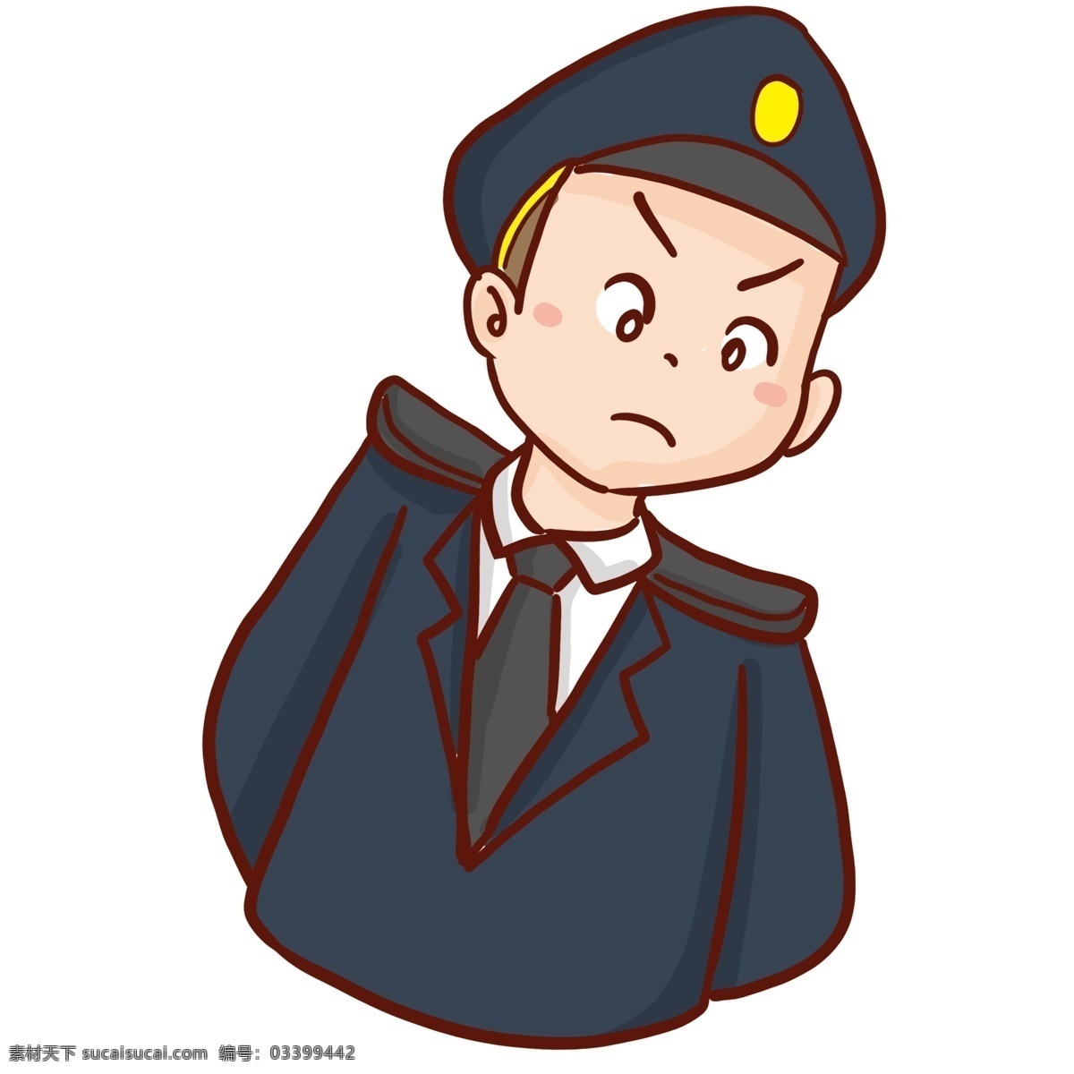 卡通 可爱 表情 严肃 小 警察 漫画 人物 插画