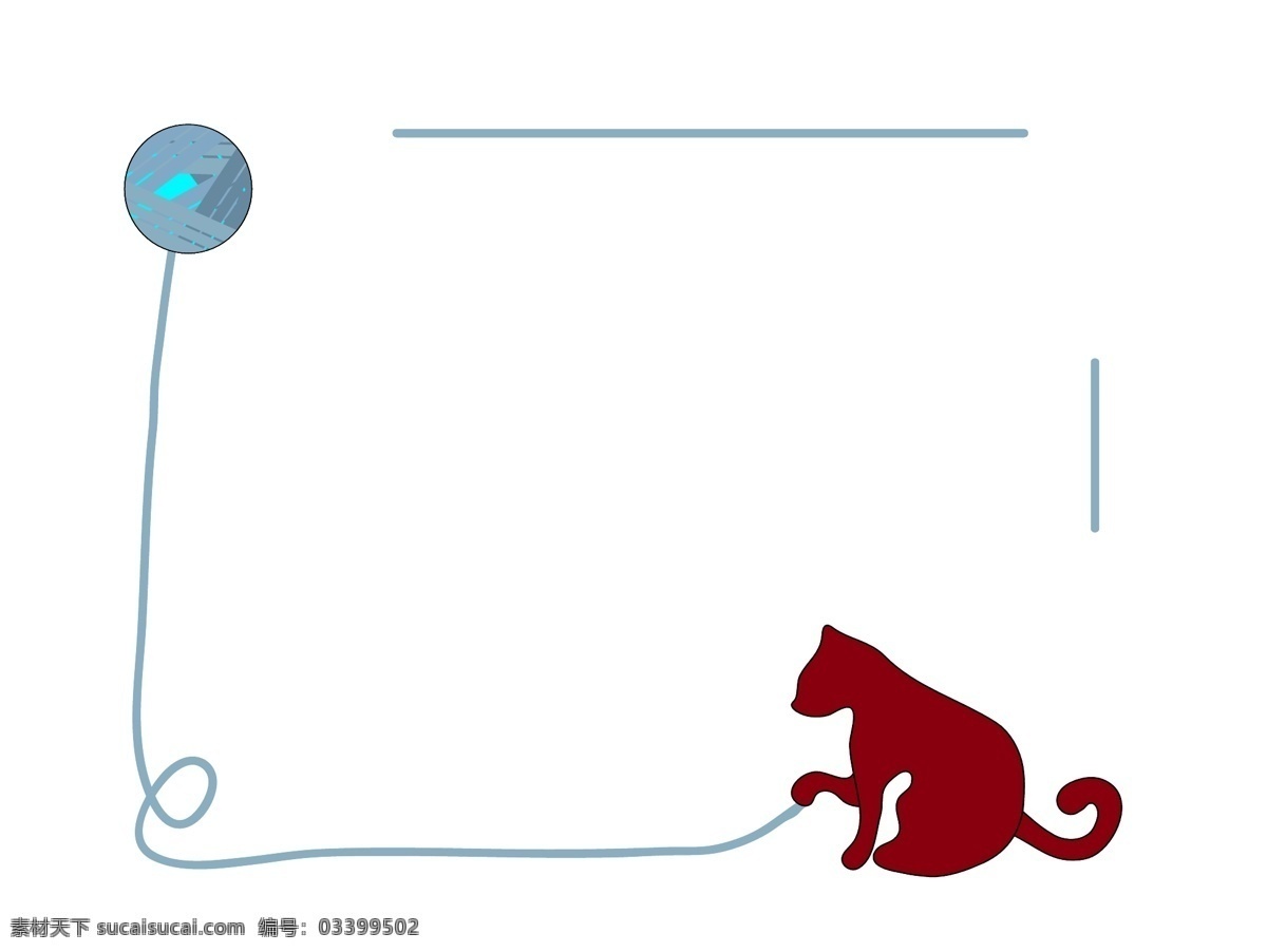 可爱 手绘 猫咪 毛线 边框 可爱手绘边框 猫咪边框 动物边框 猫玩毛线边框 可爱猫咪 毛球 毛线球边框