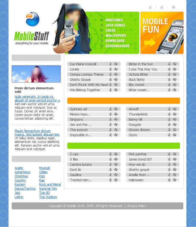 flash 手机销售 类 整 站 背景音乐 橙色 科技 蓝色 绿色 图标 整站素材 网页素材 网页模板