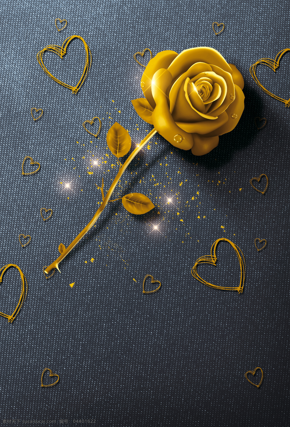浪漫 金色 玫瑰 背景 唯美 爱情 心形 金色玫瑰 海报 广告