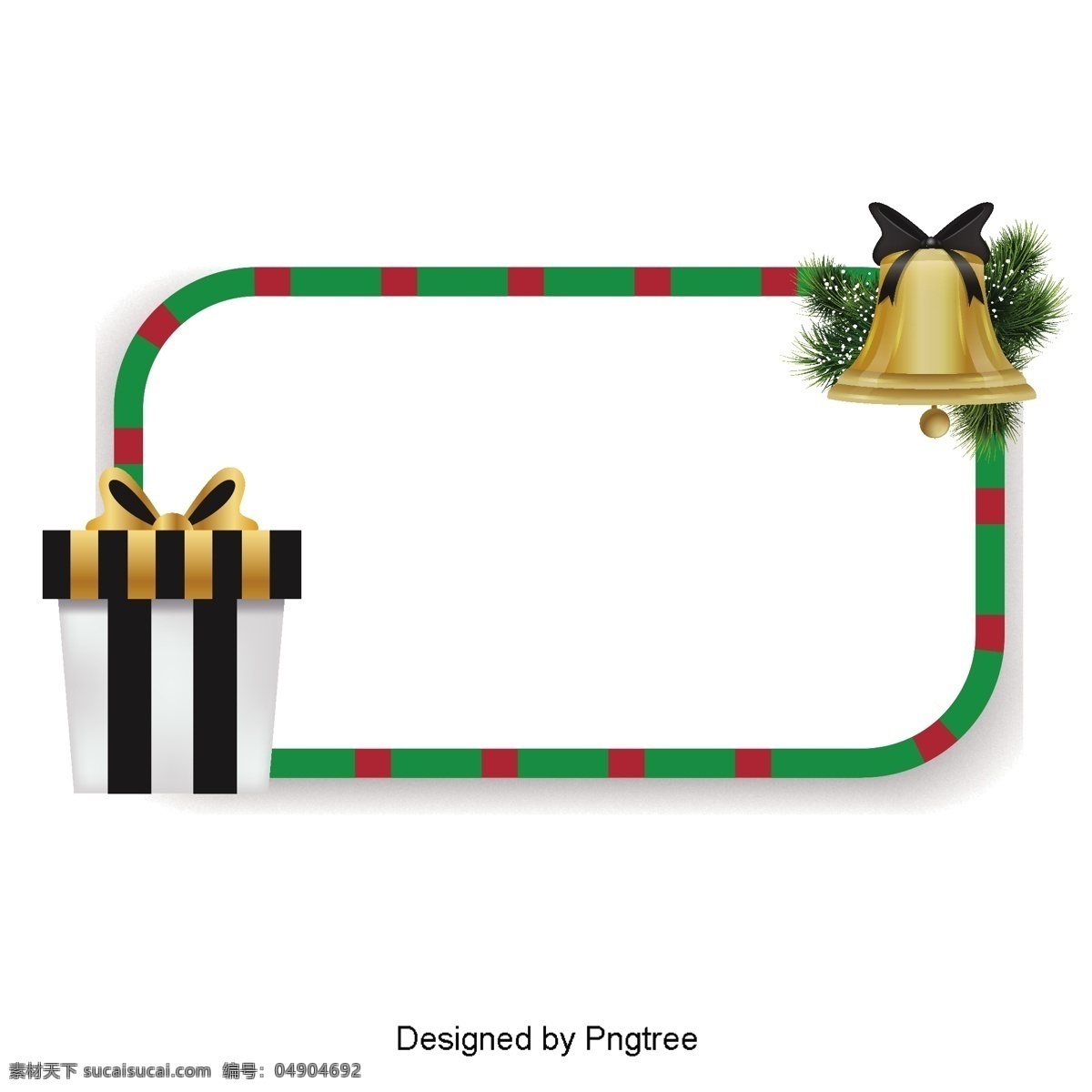 简单 圣诞节 文本 框 小钟 圣诞 礼盒 边界 插图