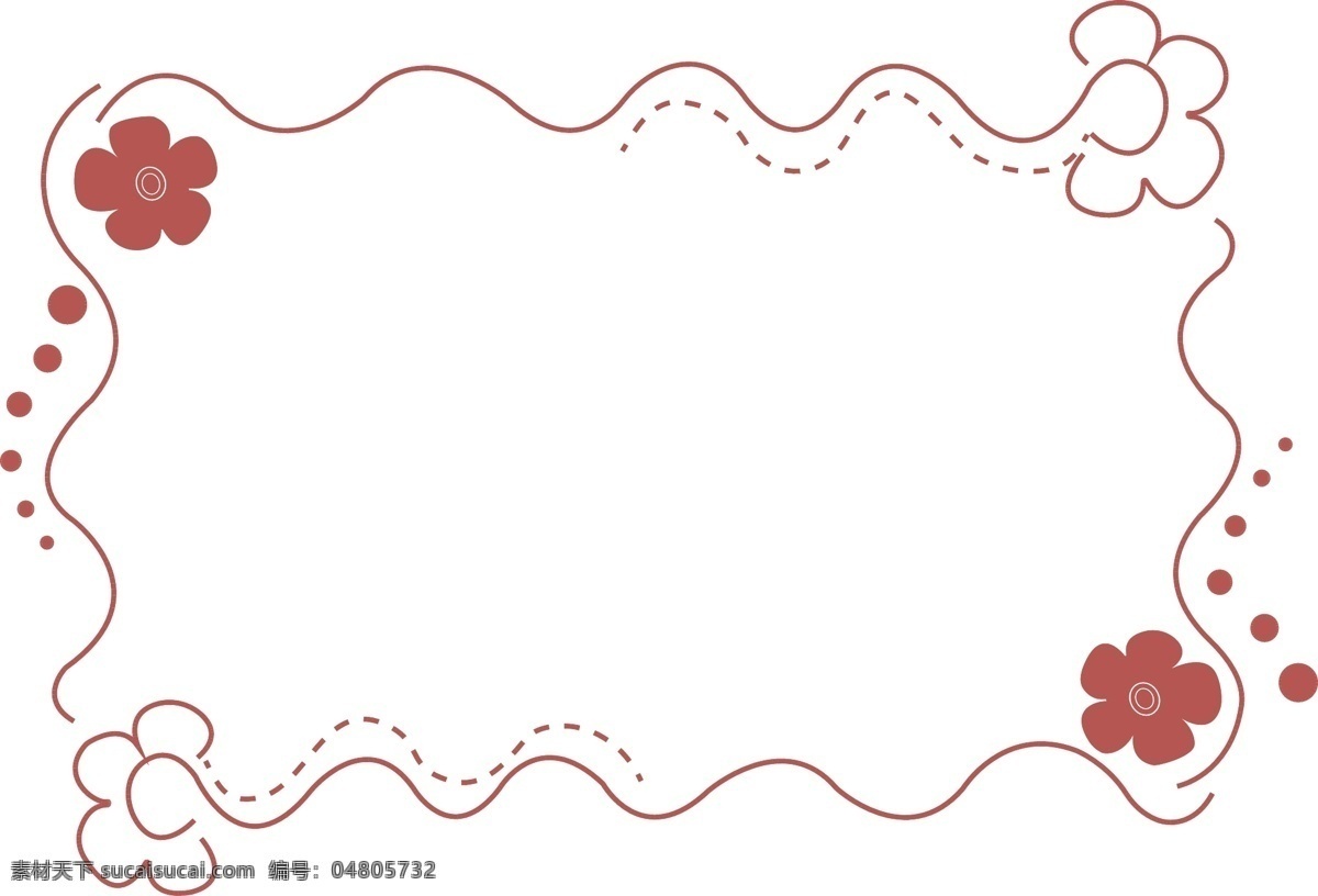 小 红花 清新 风格 边框 小清新 线条 浪漫 可爱 小红花 波点 简约