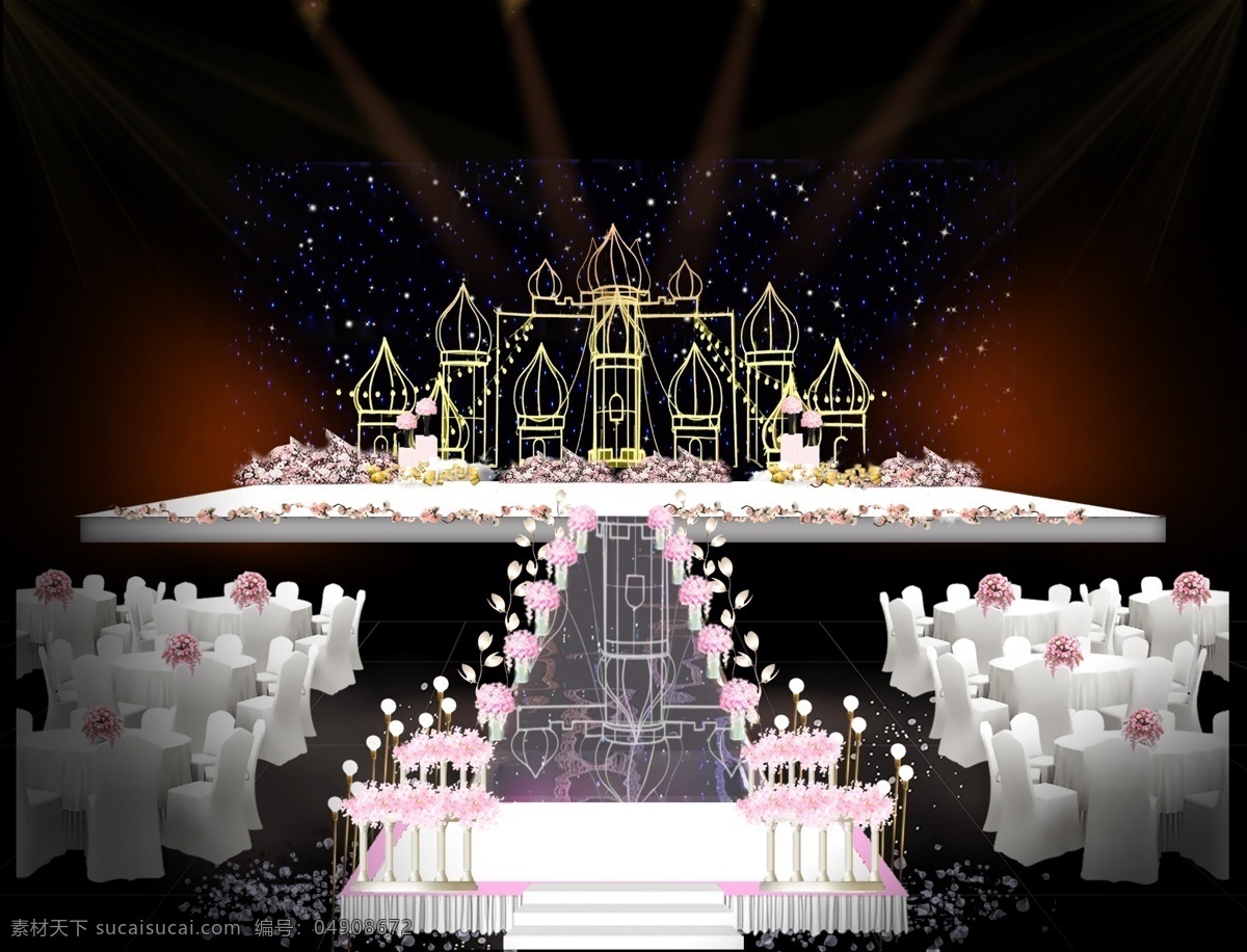 灯带 城堡 粉色 婚礼 效果图 灯带城堡 婚礼效果图 粉色浪漫 莲花灯