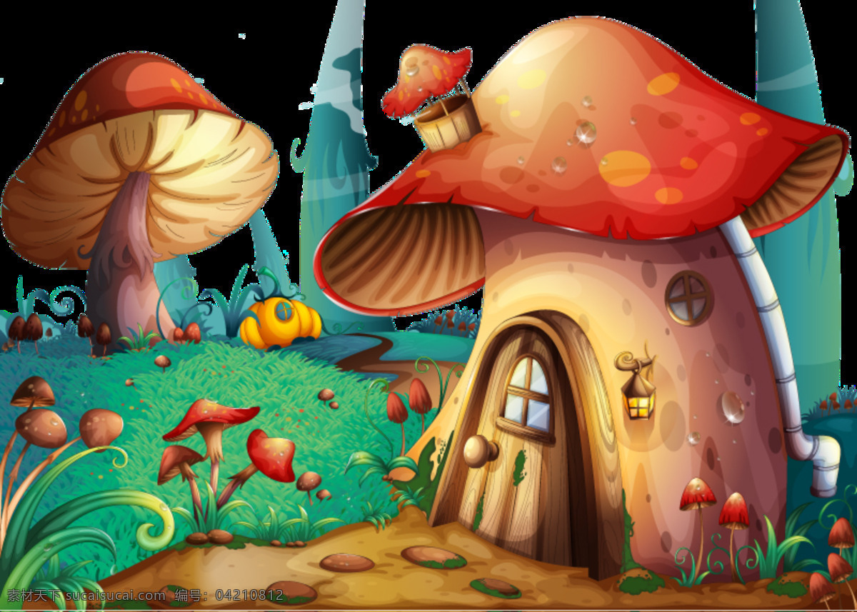 唯美 童话 蘑菇 城堡 图案 蘑菇城堡 设计图案 设计元素 童话城堡 童话屋 装饰物