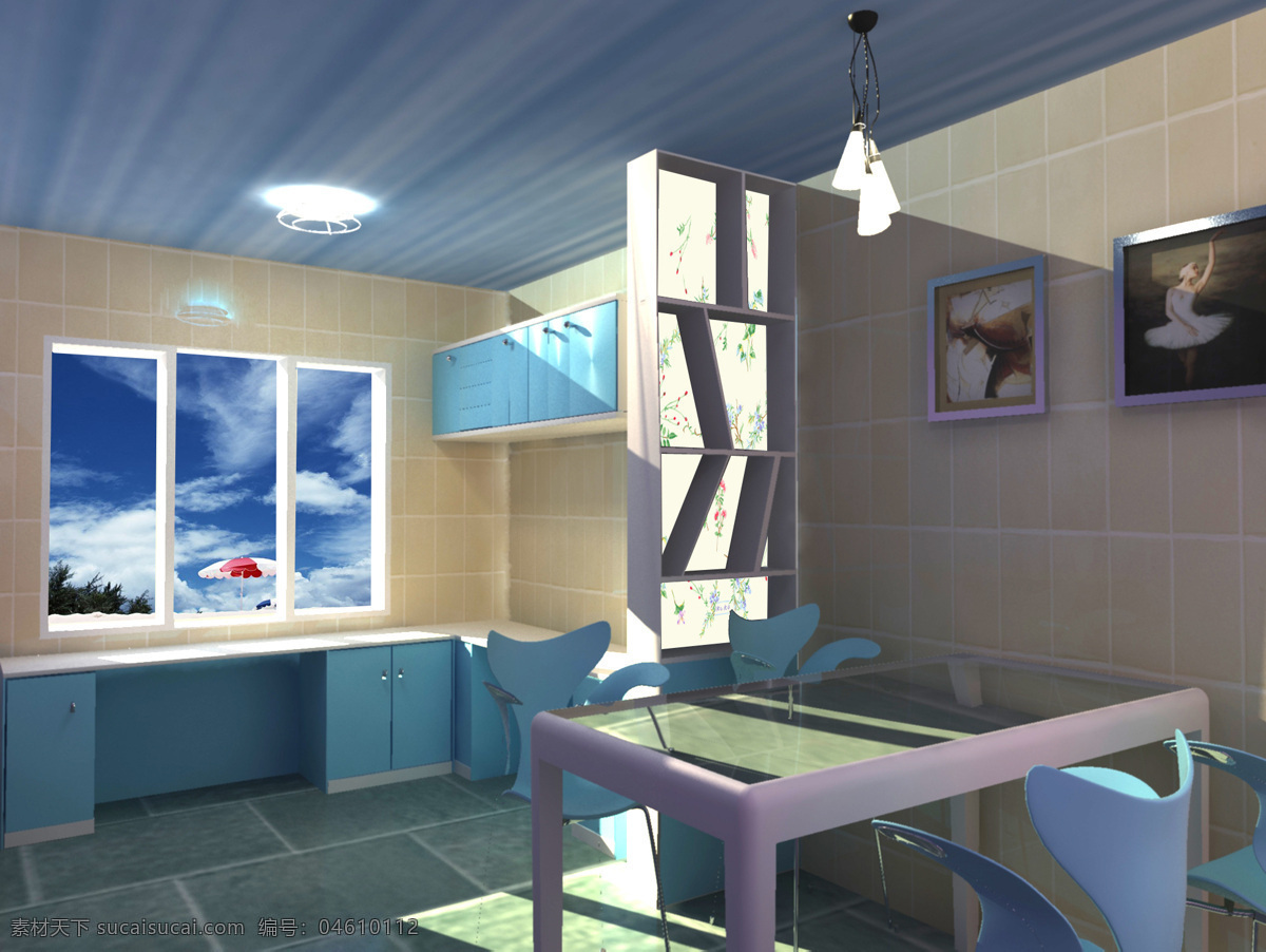 厨房 3d 厨房设计素材 窗户 灯 房子 环境设计 厨房模板下载 天花 桌 室内设计 装饰素材