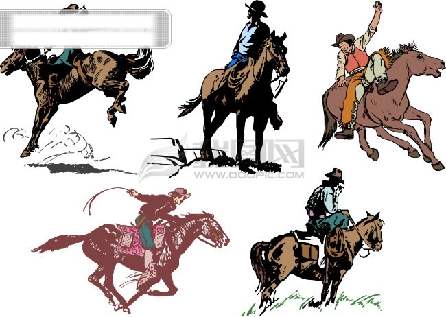 西部 牛仔 个性 美国 男人 骑马 人物 系列 开荒者 矢量图 矢量人物