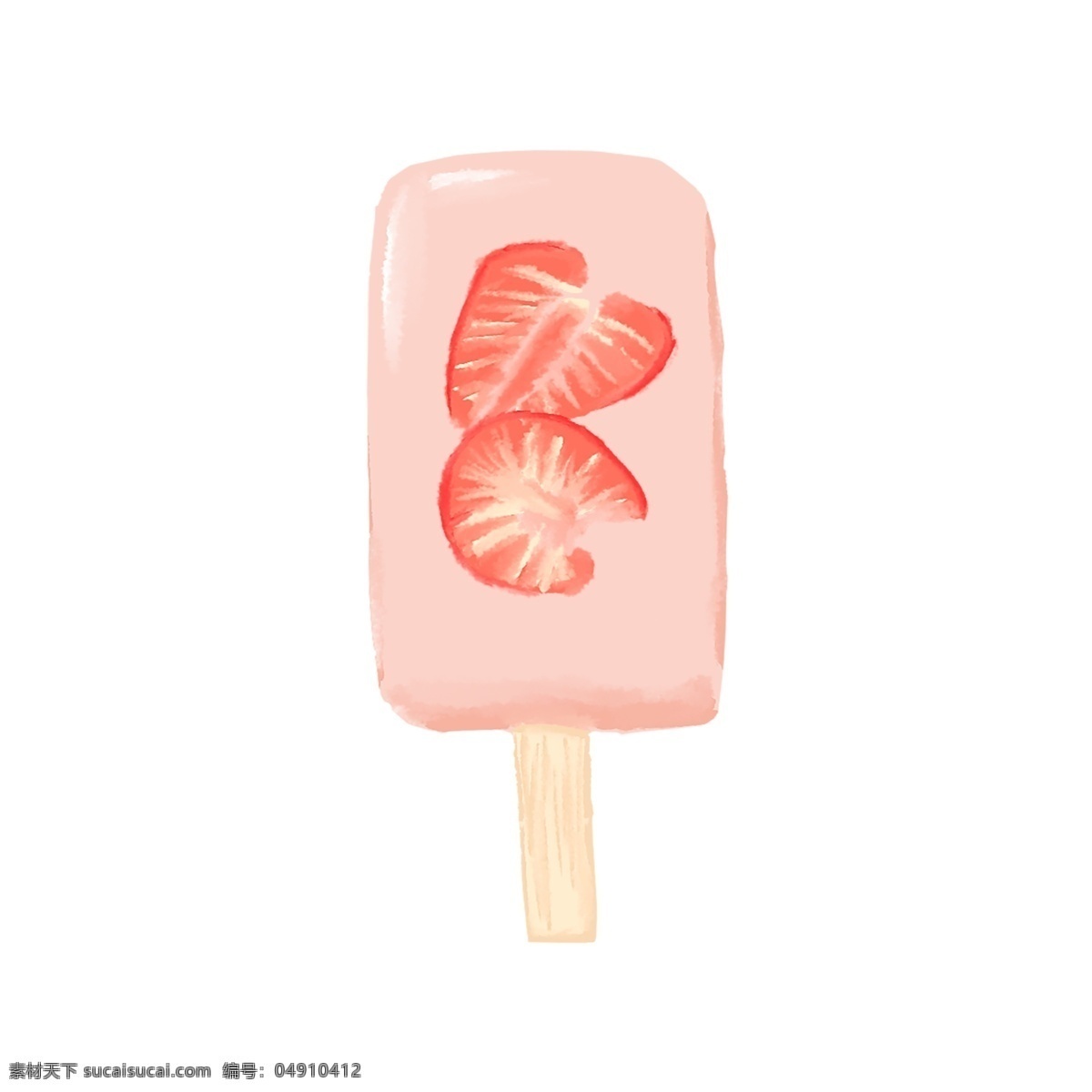 草莓 冰棍 夏天 可爱 粉红色 免 抠 图 原创 元素 免抠