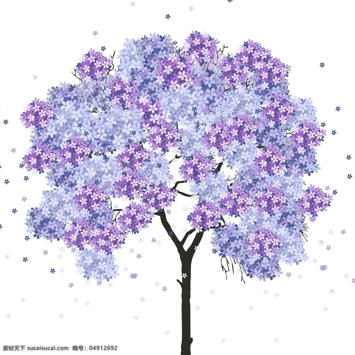 小 清新 紫色 花卉 树木 装饰 树 元素 小清新 花草 手绘 配图