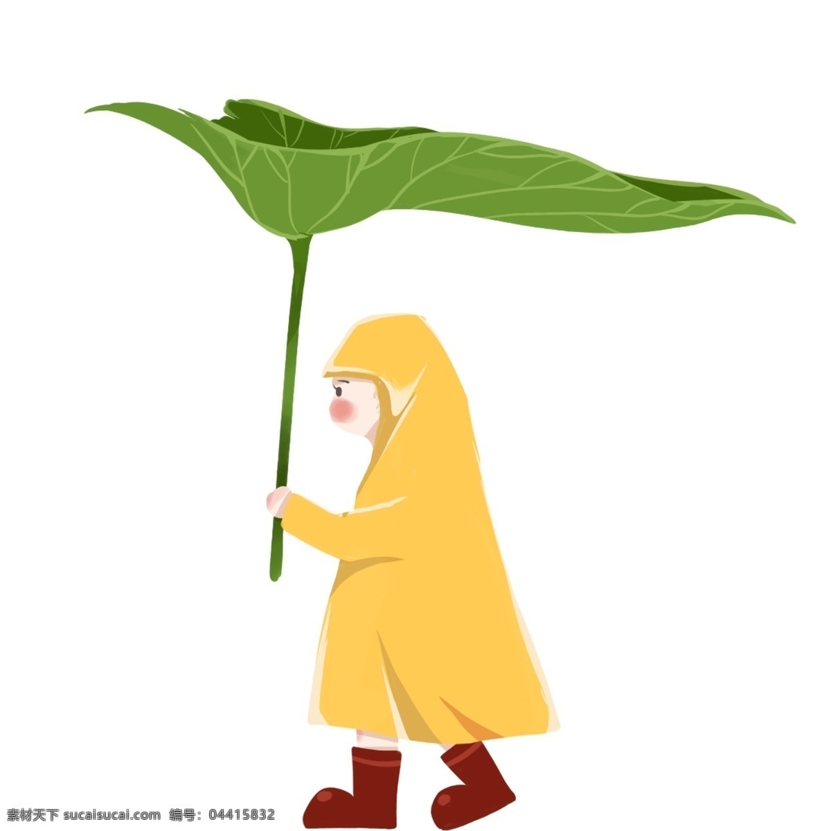 荷叶 人物 图案 元素 卡通 创意 简约 荷叶雨伞 设计元素 元素装饰 装饰图案 psd元素 荷叶当雨伞