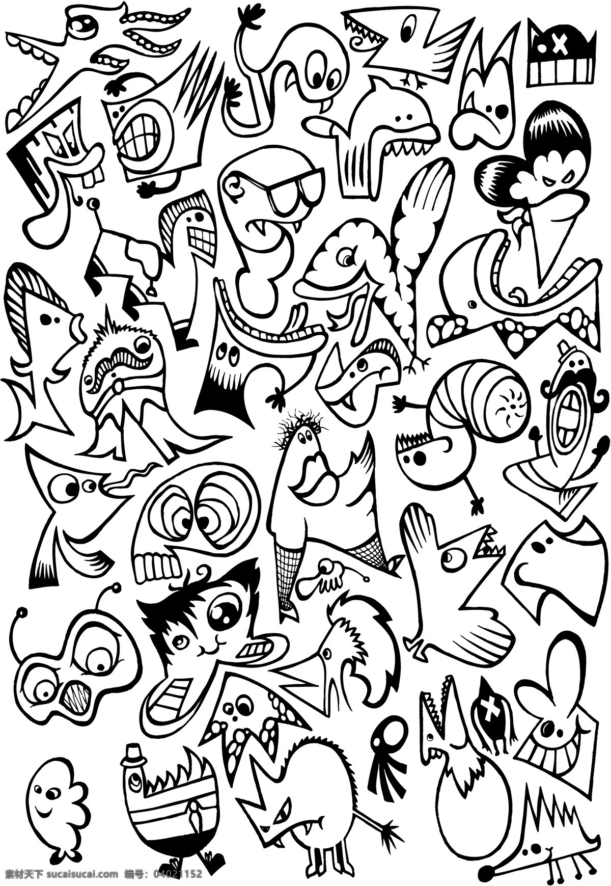 潮流 卡通 插画 疯狂 怪物 矢量素材 潮流卡通插画 矢量 eps格式 矢量图 其他矢量图