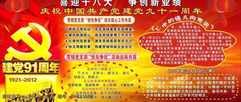 建党 周年 橱窗 创先争优 十八大 展板模板 新业绩 心声 矢量