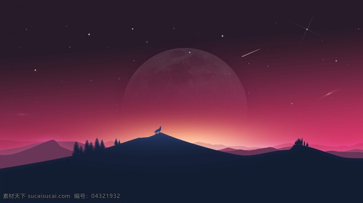 夜晚的星空 星星 星空 狼 狼吼 夜晚