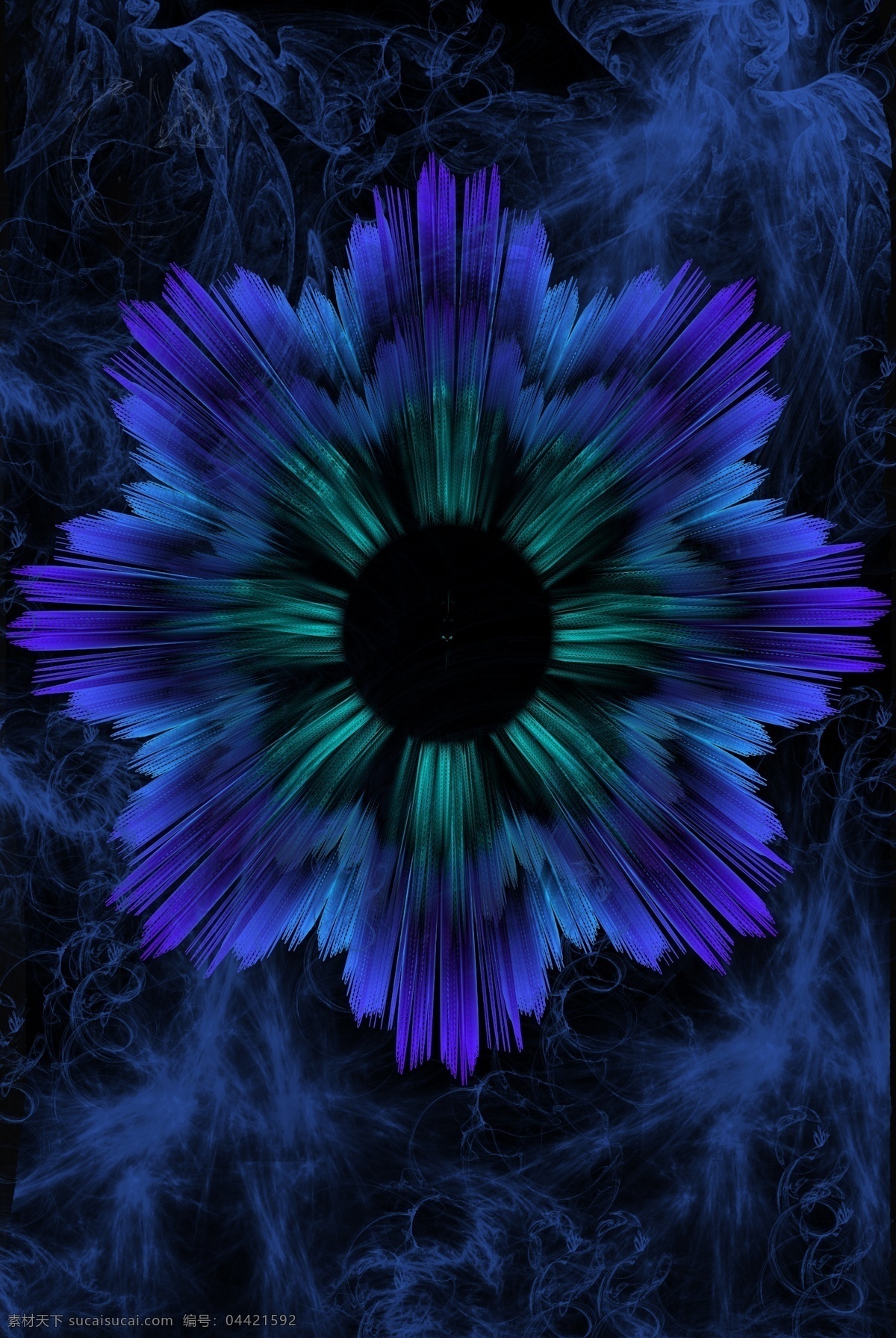炫彩 科技 3d 花 背景 纹理 3d效果 黑色 海报