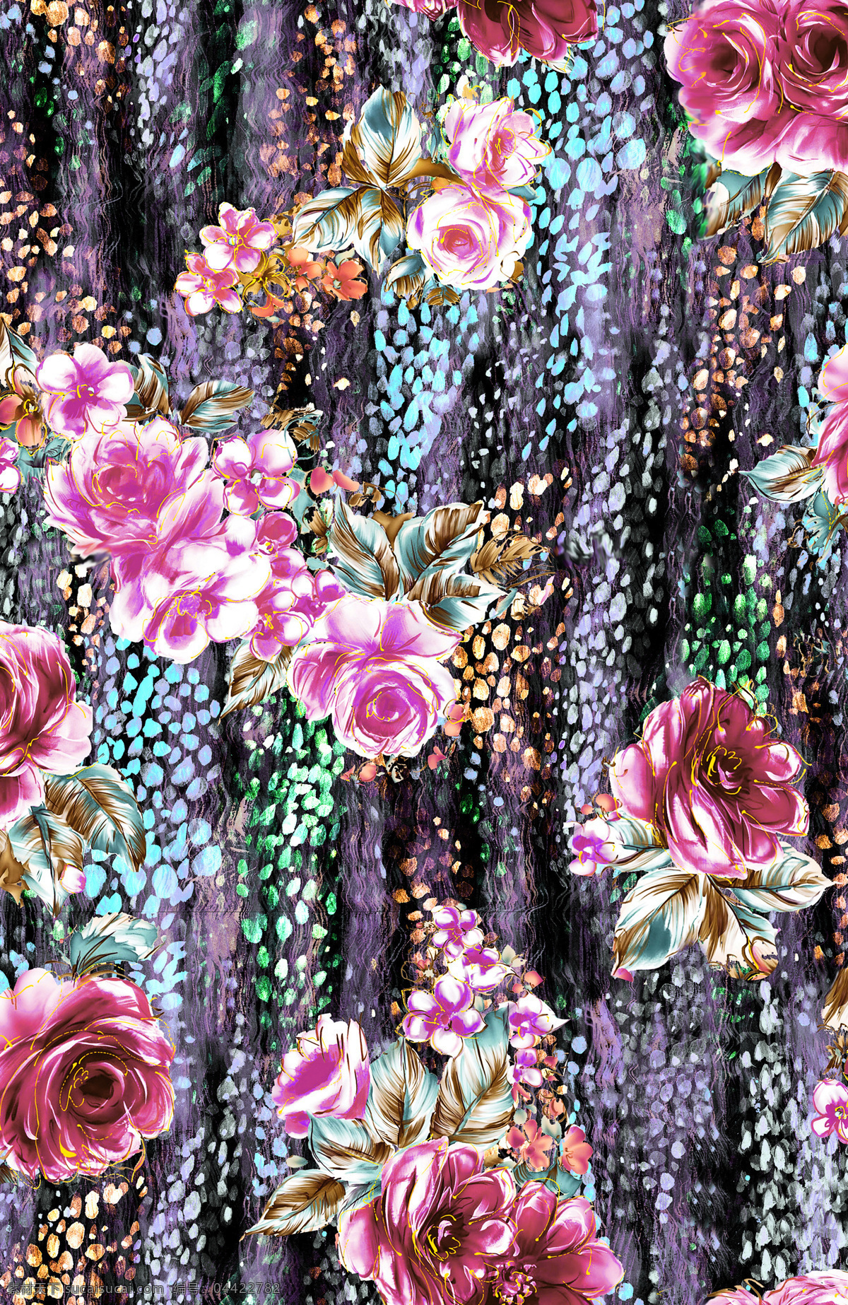 数码印花 服装面料 碎花 高清 抽象 花素材 花元素