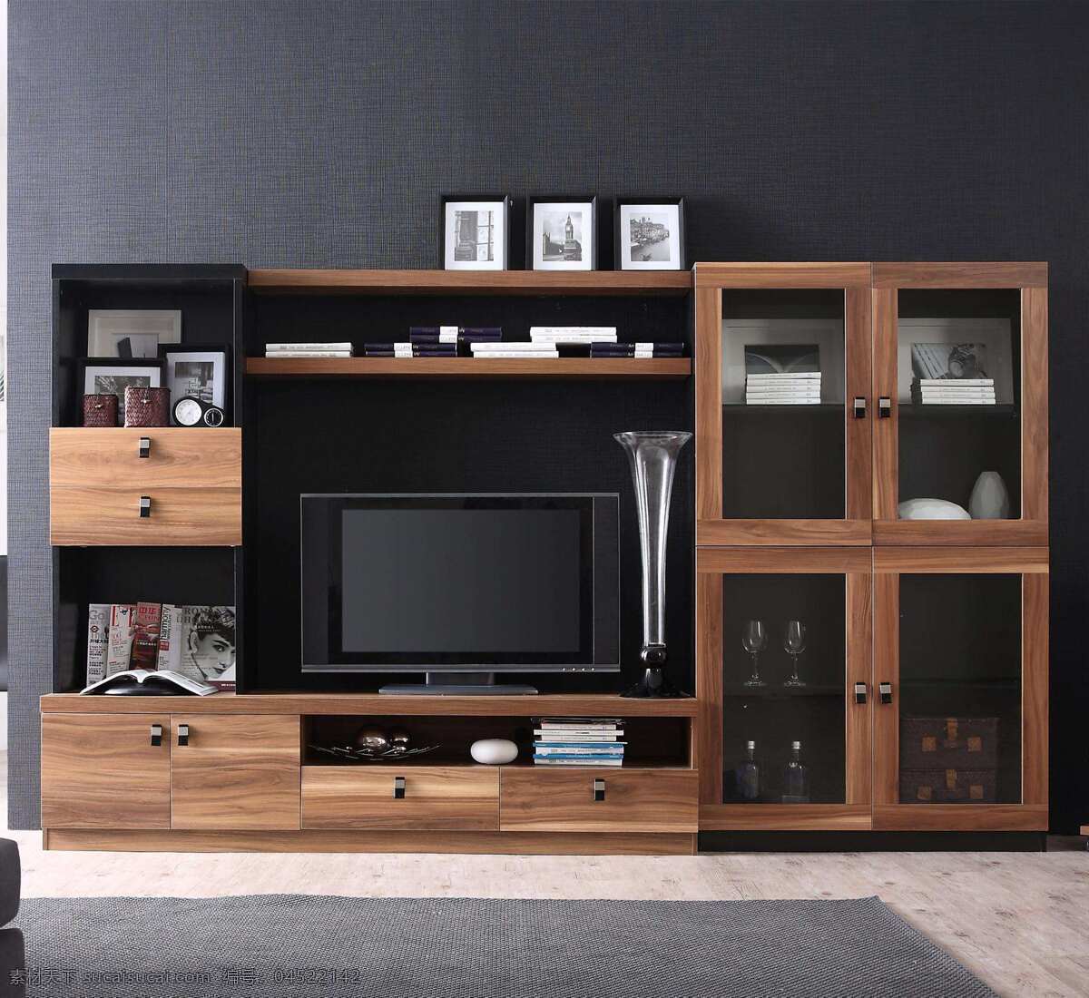 木制家具 电视柜 家具 沙发 效果图 台灯 桌子 书房 书柜 博古架 环境设计 室内设计