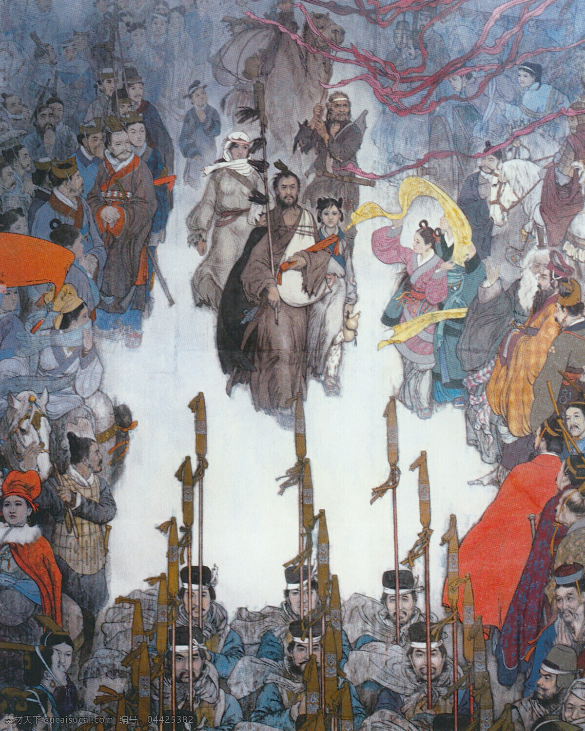 张骞回京图 张骞 人民英雄 出使节杖 民众 马 中国 现代 人物篇 文化艺术 绘画书法