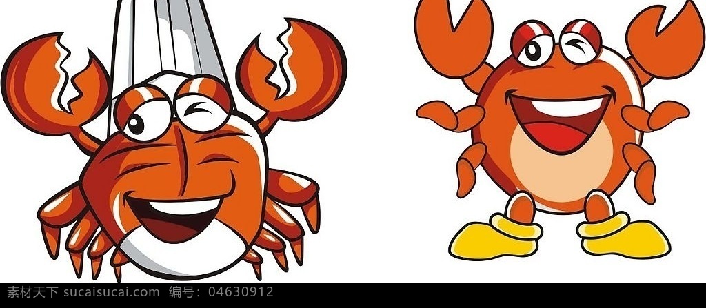 螃蟹 海鲜卡通蟹 生物世界 海洋生物 矢量图库