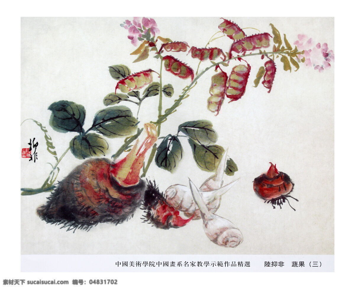 国画 小写意花鸟 蔬果 扁豆 运来 图 写意花鸟 禽鸟 花卉 文化艺术 绘画书法 设计图库