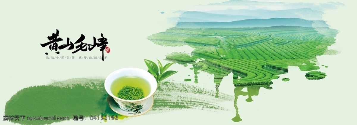 黄山毛峰 绿茶 茶叶店海报 茶叶海报图片 茶园 分层