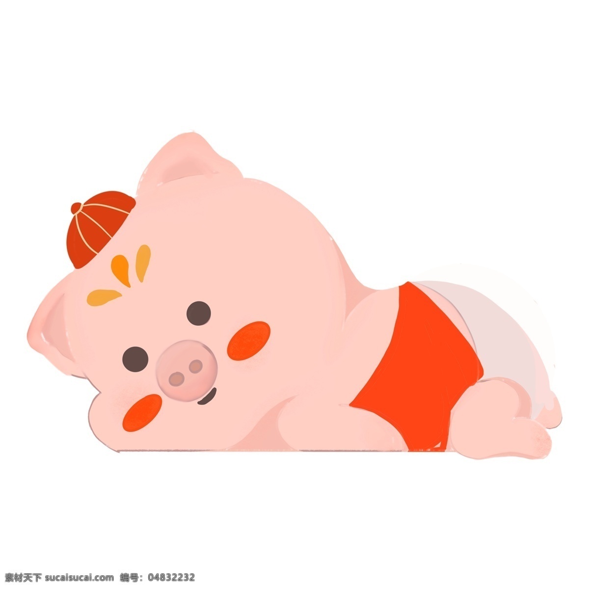 手绘 卡通 小 猪 装饰 金猪 可爱 猪年 猪猪 喜庆 透明素材